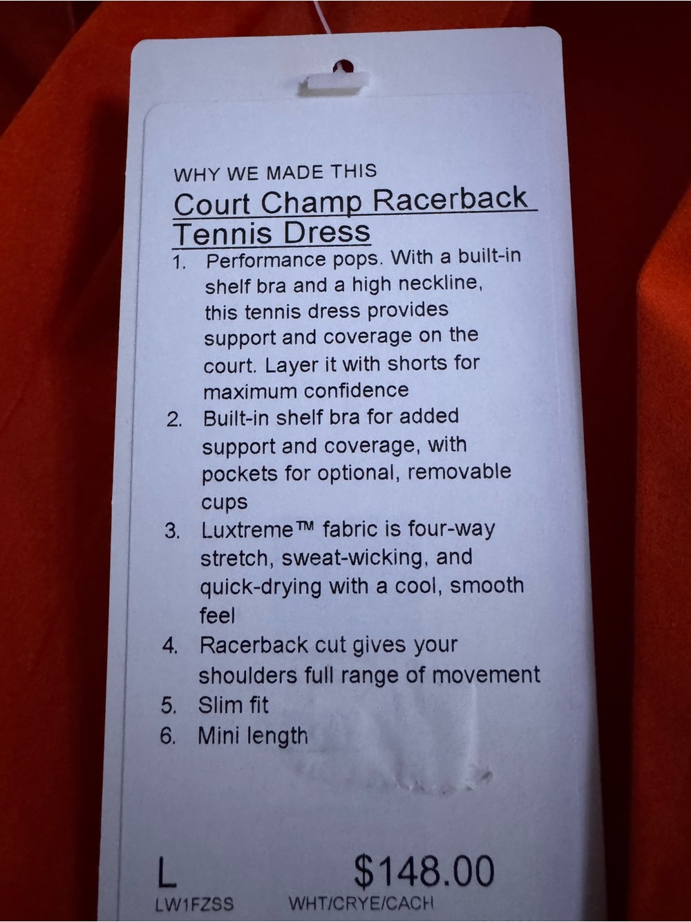 Lululemon Court Champ Racerback Tennis Dress NWT $148 Retailt - Picture 7 of 15